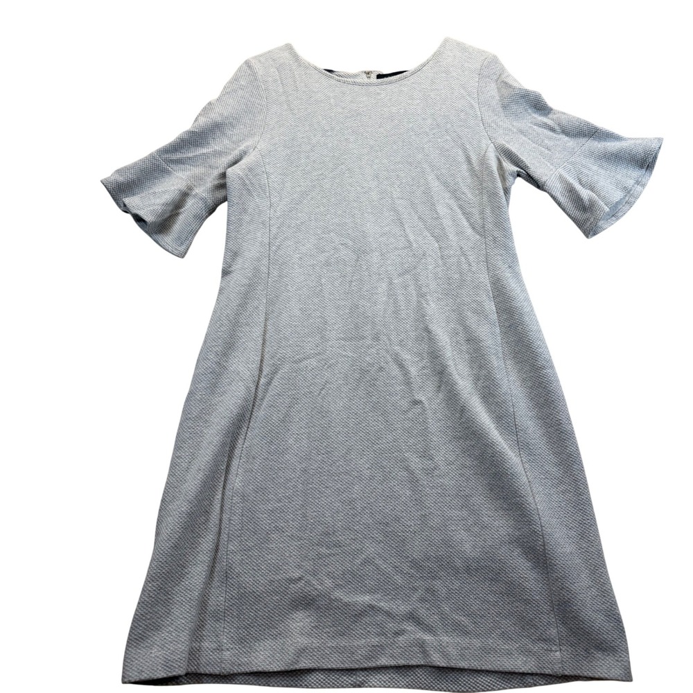 Tahari Dress Women 14 Grey Bell Sleeve Textured Shift Workwear Mini